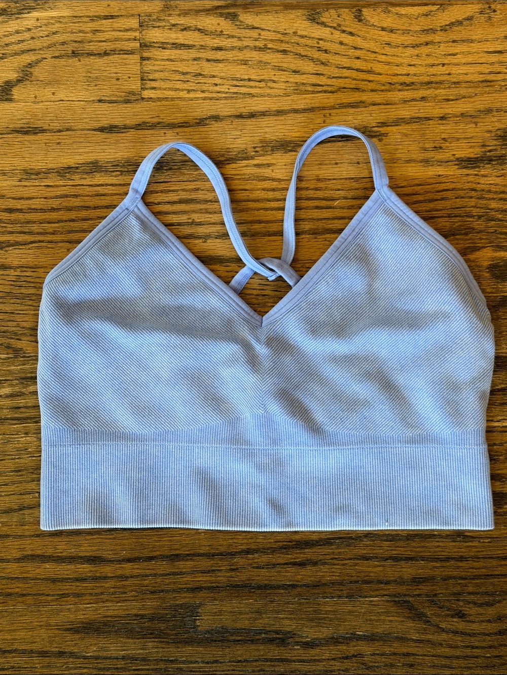 JoyLab Light Blue Ribbed Knot-Back Bralette
